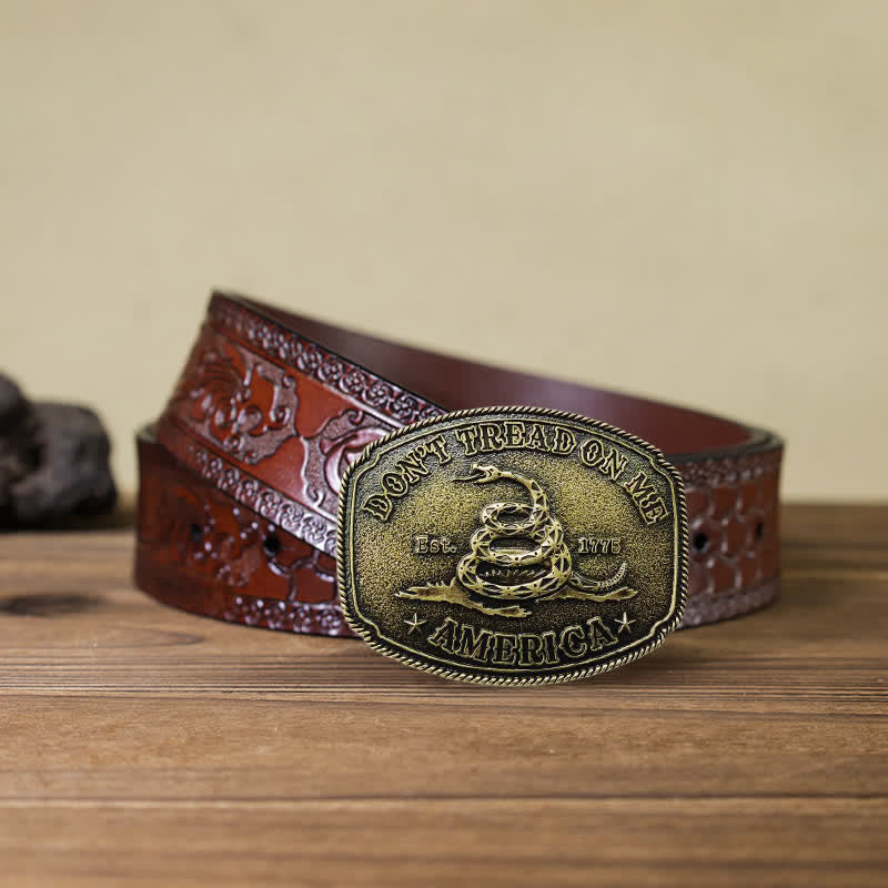 Cinturón de cuero con hebilla de serpiente estilo bronce antiguo para hombre, hecho a mano