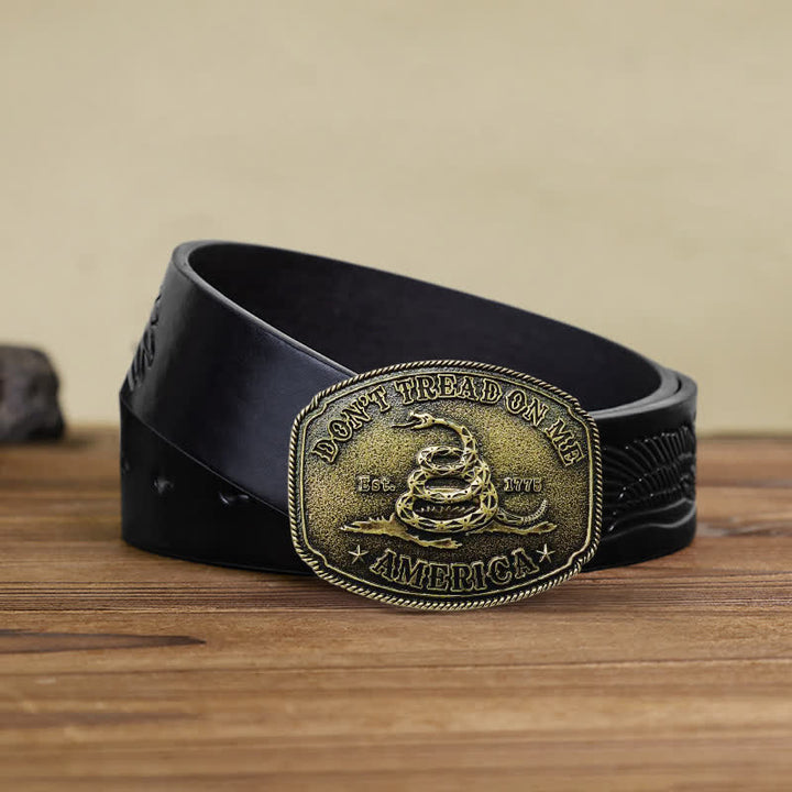 Cinturón de cuero con hebilla de serpiente estilo bronce antiguo para hombre, hecho a mano