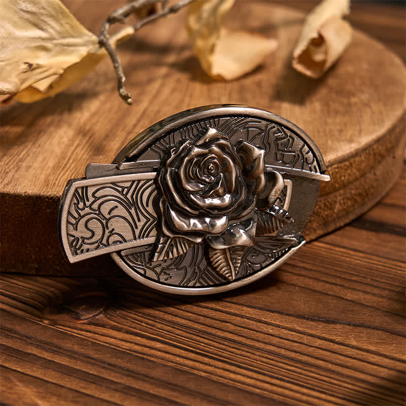 Conjunto de hebilla de cinturón con colgante de cuerno largo y anillo de cabra con cuchillo oculto de Rose DIY