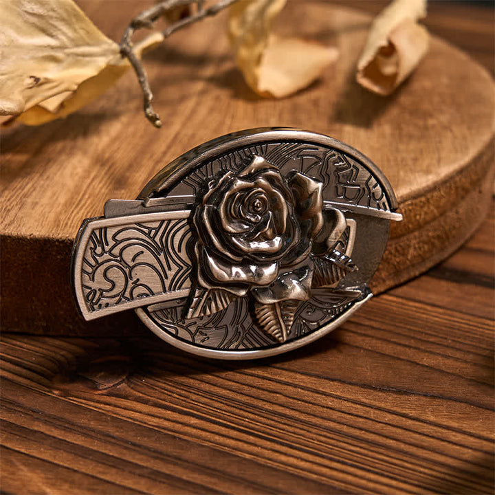 Conjunto de hebilla de cinturón con colgante de cuerno largo y anillo de cabra con cuchillo oculto de Rose DIY