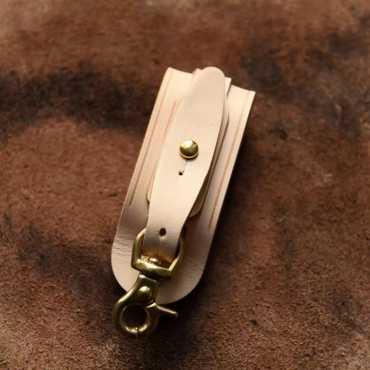 Llavero de cuero para colgar llaves con presilla para cinturón hecho a mano