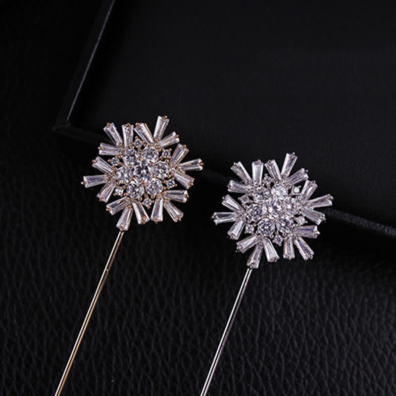 Broche de flor de copo de nieve de cristal artificial brillante