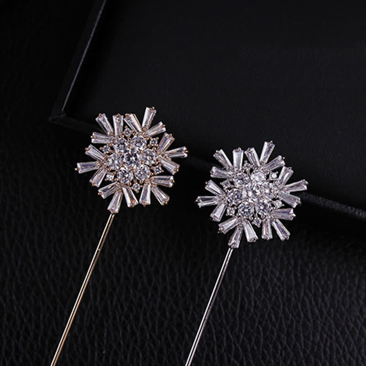 Broche de flor de copo de nieve de cristal artificial brillante