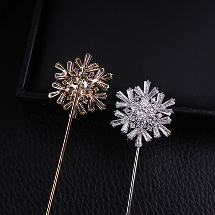 Broche de flor de copo de nieve de cristal artificial brillante