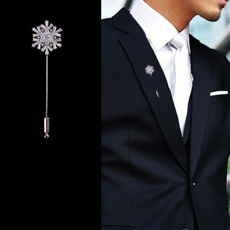 Broche de flor de copo de nieve de cristal artificial brillante