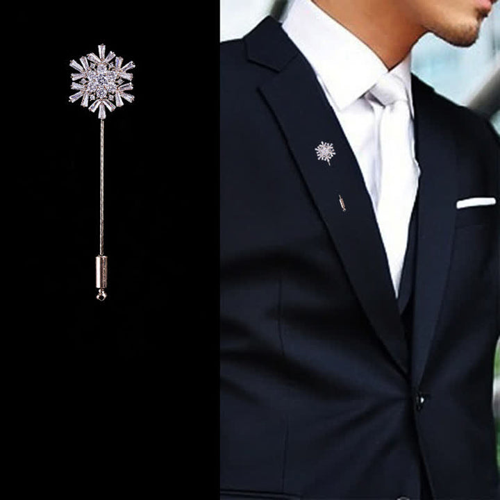 Broche de flor de copo de nieve de cristal artificial brillante