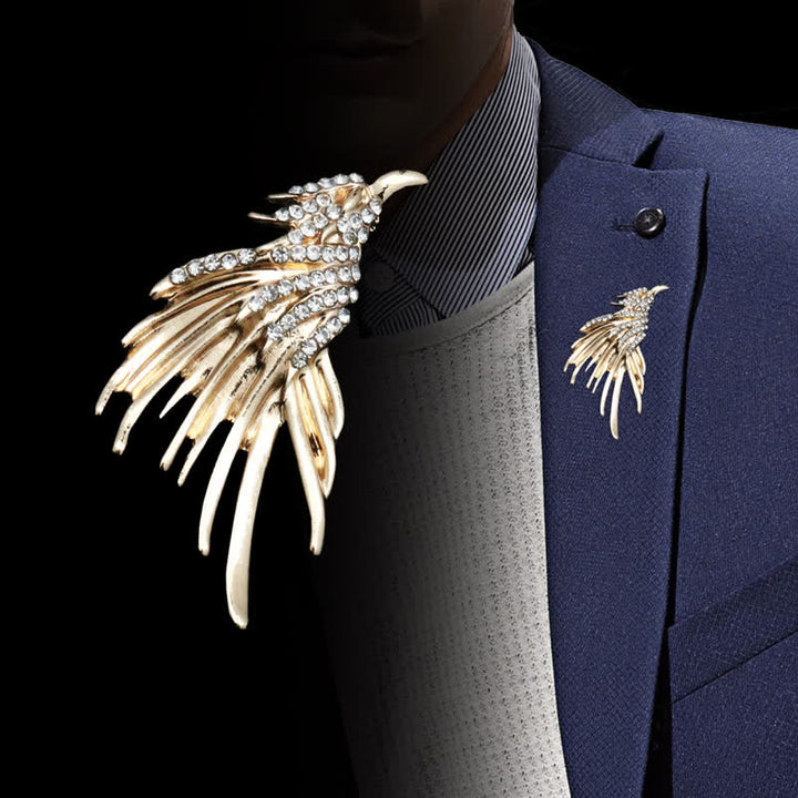 Broche de diamantes de imitación con alas de águila desplegadas para hombre