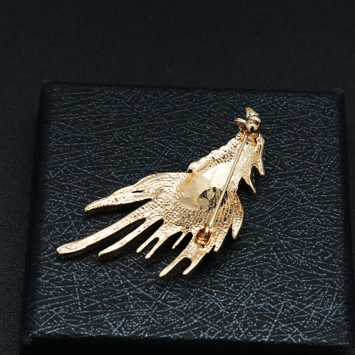 Broche de diamantes de imitación con alas de águila desplegadas para hombre