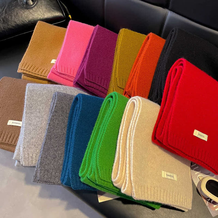 Bufanda unisex clásica de lana tejida en color liso