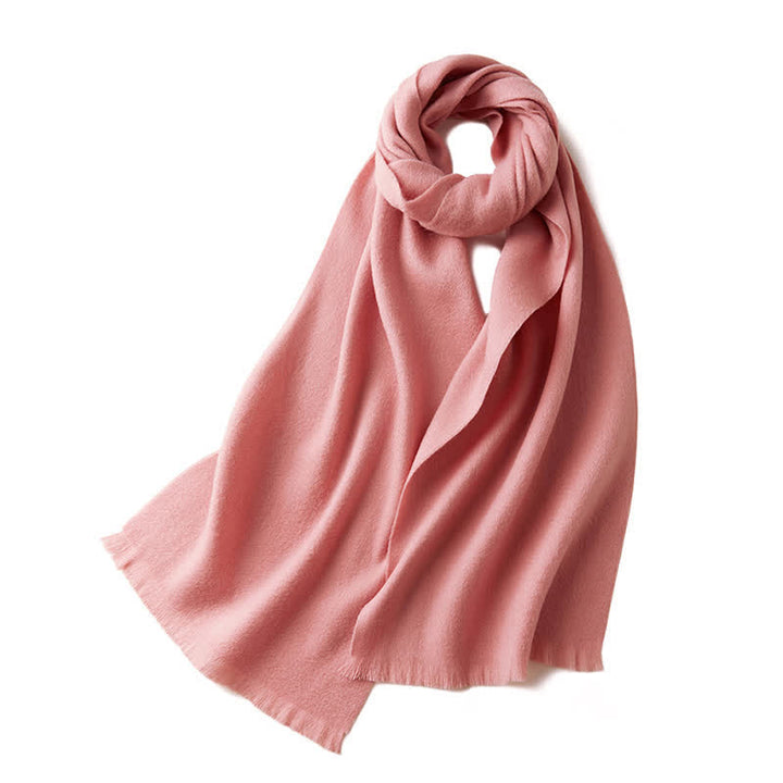 Bufanda unisex cálida de lana pura de color liso y sencilla