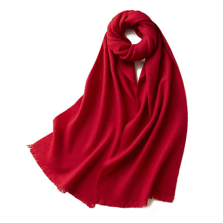 Bufanda unisex cálida de lana pura de color liso y sencilla