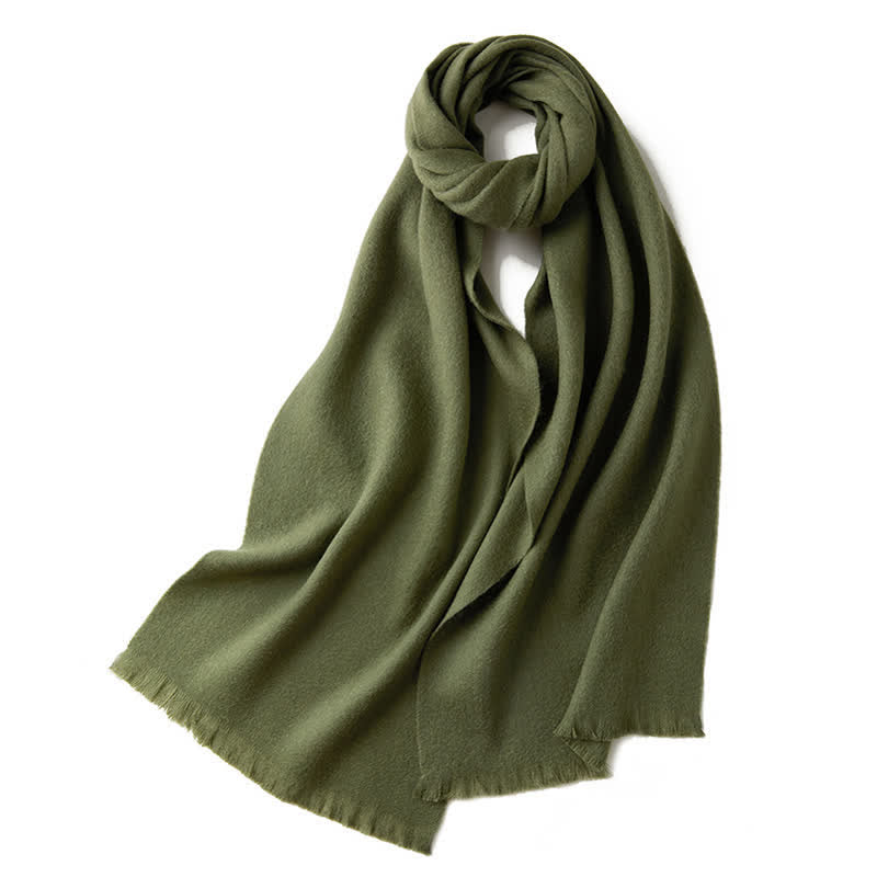 Bufanda unisex cálida de lana pura de color liso y sencilla