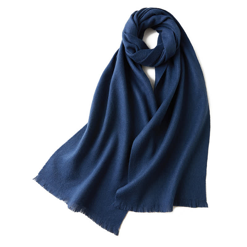 Bufanda unisex cálida de lana pura de color liso y sencilla