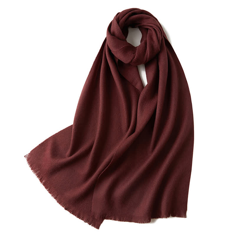 Bufanda unisex cálida de lana pura de color liso y sencilla