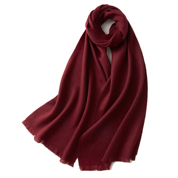 Bufanda unisex cálida de lana pura de color liso y sencilla