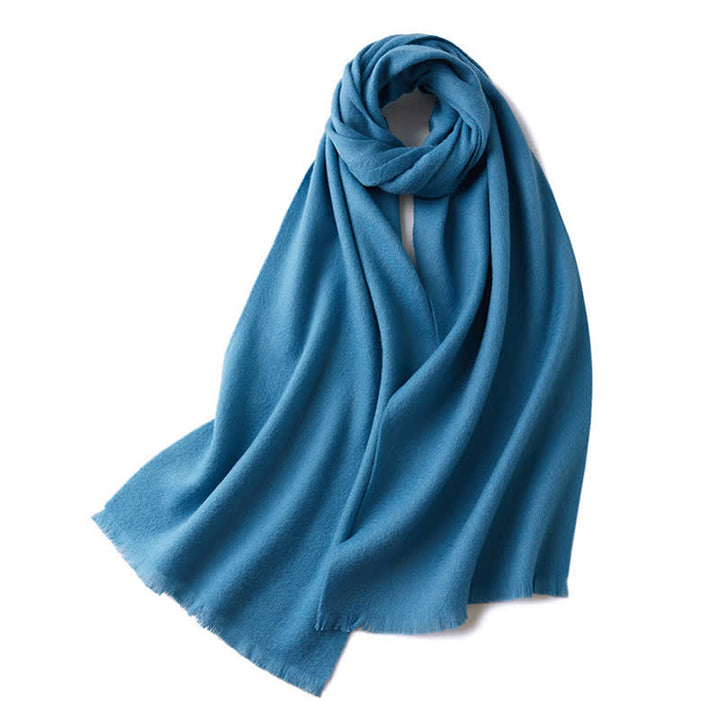 Bufanda unisex cálida de lana pura de color liso y sencilla