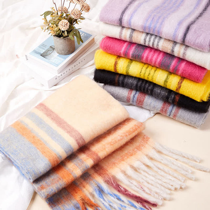 Bufanda unisex clásica cálida con borlas y cuadros - image 7