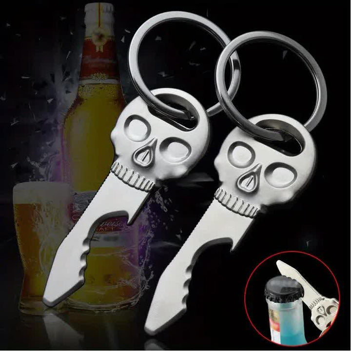 Llavero abridor de botellas multifunción con máscara de calavera creativa