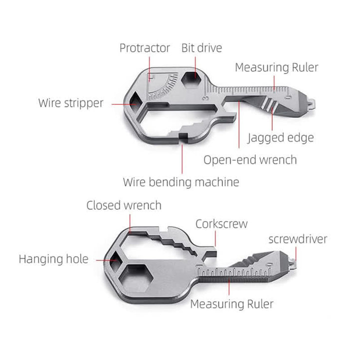 Mini llavero de herramientas comunes con forma de llave, 11 en 1