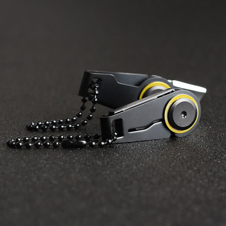 Navaja plegable EDC negra, llavero táctico portátil