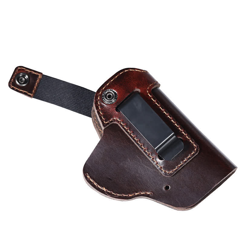 Funda de cuero con clip para cinturón y correa de retención