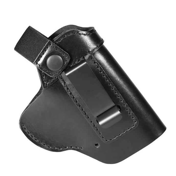 Funda de cuero con clip para cinturón y correa de retención