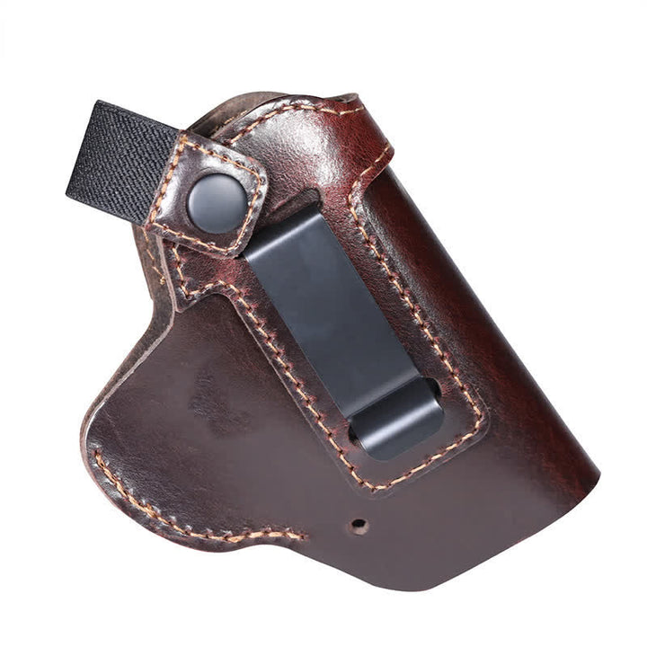 Funda de cuero con clip para cinturón y correa de retención
