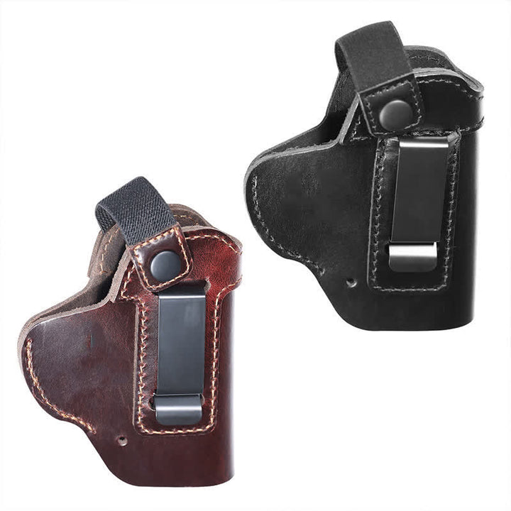 Funda de cuero con clip para cinturón y correa de retención