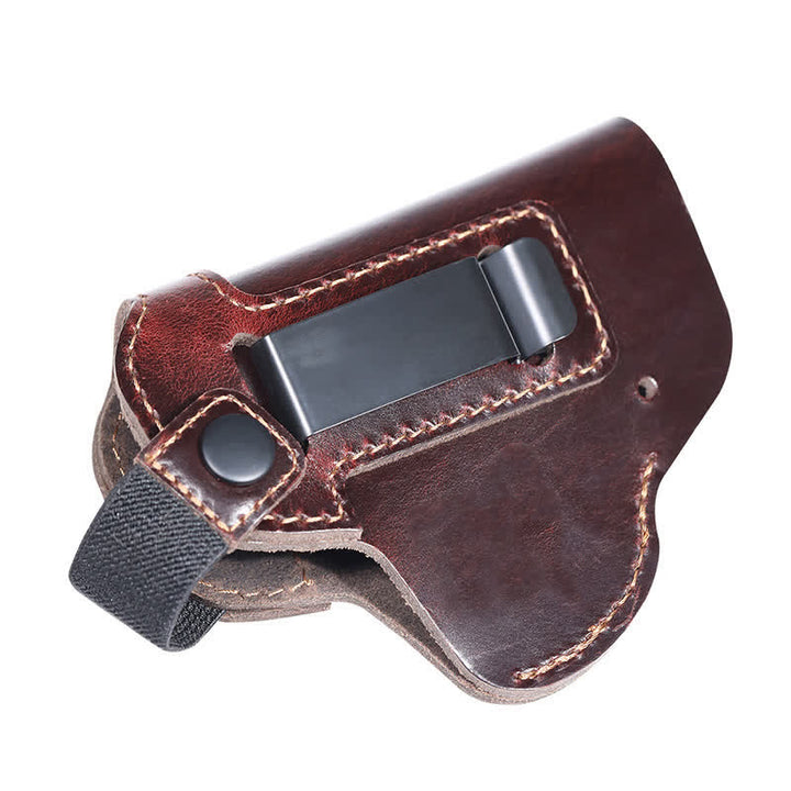 Funda de cuero con clip para cinturón y correa de retención
