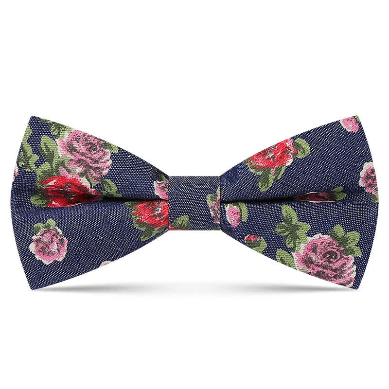 Pajarita de algodón con diseño estampado floral delicado para hombre