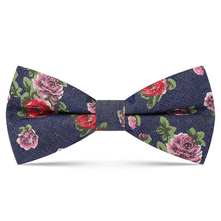 Pajarita de algodón con diseño estampado floral delicado para hombre