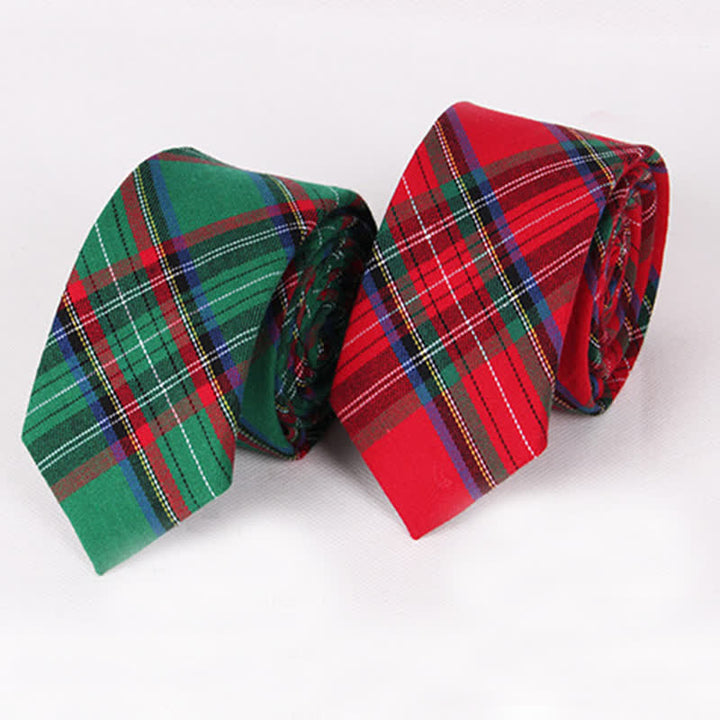 Corbata tradicional de cuadros verdes y rojos para hombre