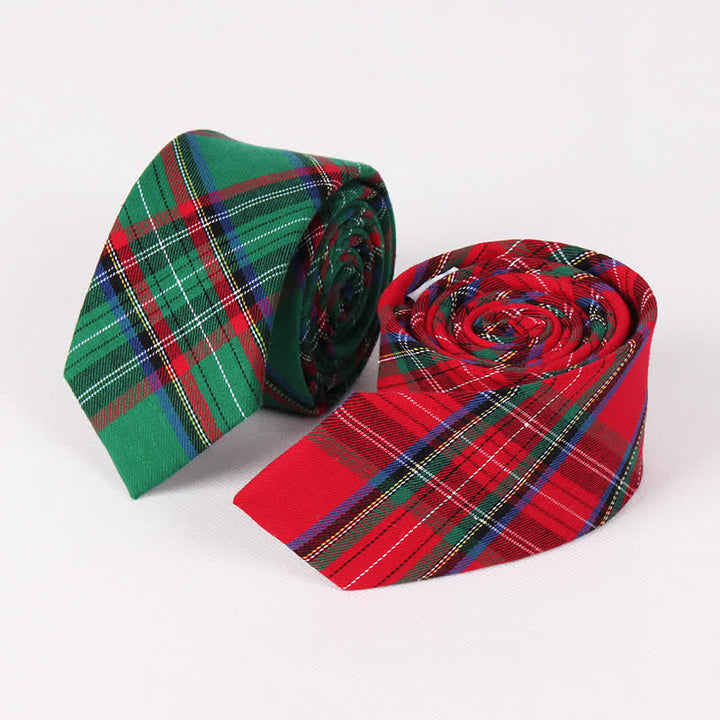 Corbata tradicional de cuadros verdes y rojos para hombre