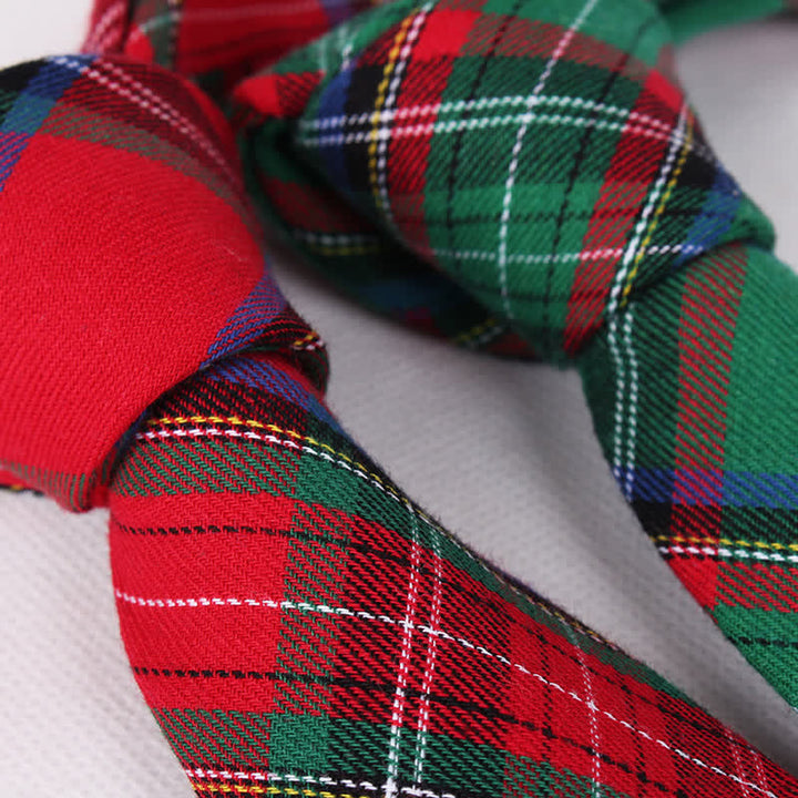 Corbata tradicional de cuadros verdes y rojos para hombre
