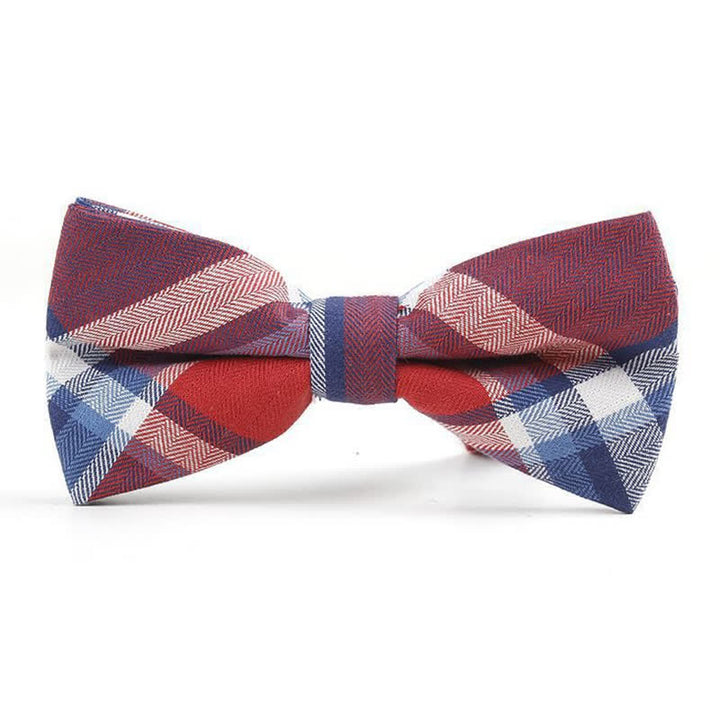 Corbata de lazo con estampado de cuadros a la moda para hombre