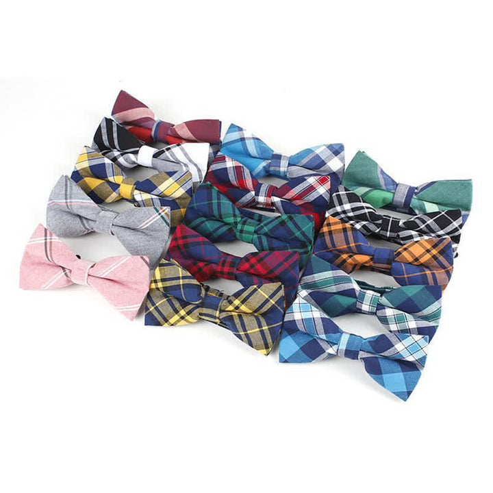 Corbata de lazo con estampado de cuadros a la moda para hombre