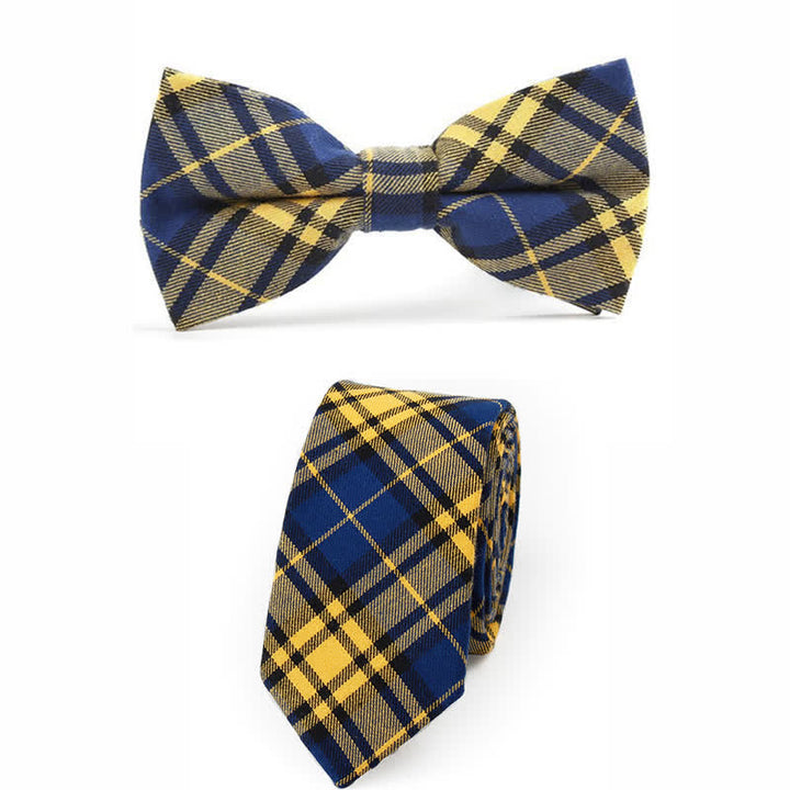 Corbata de lazo con estampado de cuadros a la moda para hombre