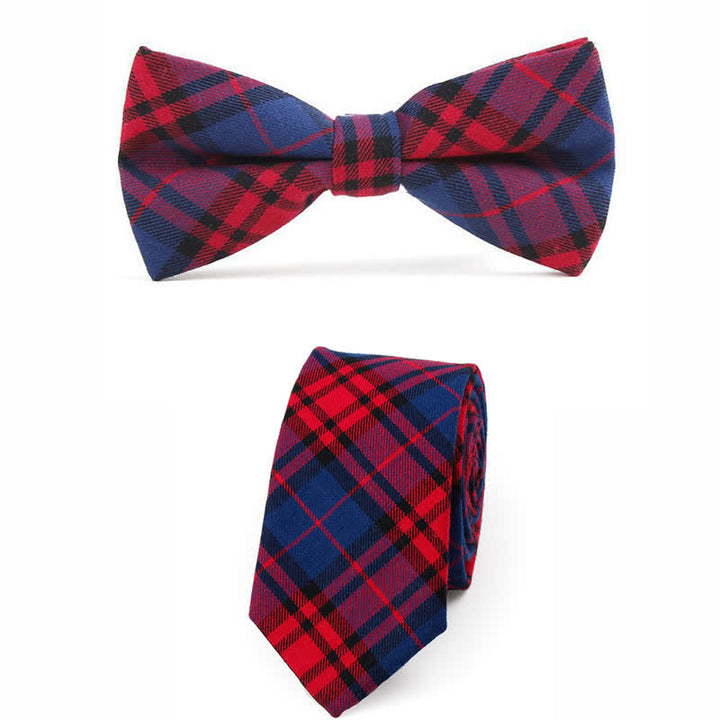 Corbata de lazo con estampado de cuadros a la moda para hombre