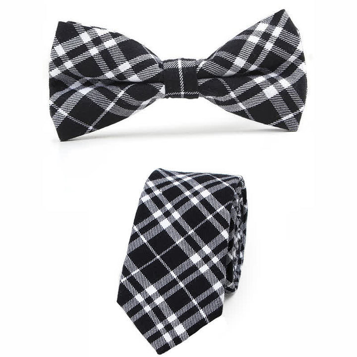 Corbata de lazo con estampado de cuadros a la moda para hombre