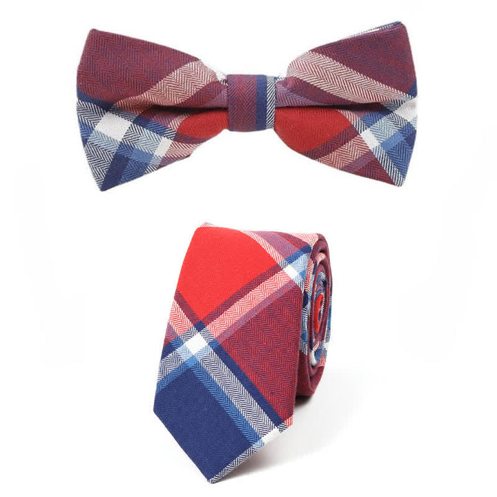 Corbata de lazo con estampado de cuadros a la moda para hombre