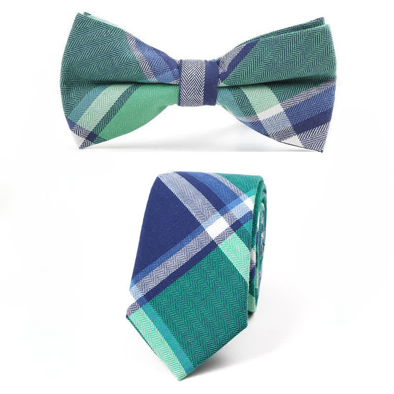 Corbata de lazo con estampado de cuadros a la moda para hombre