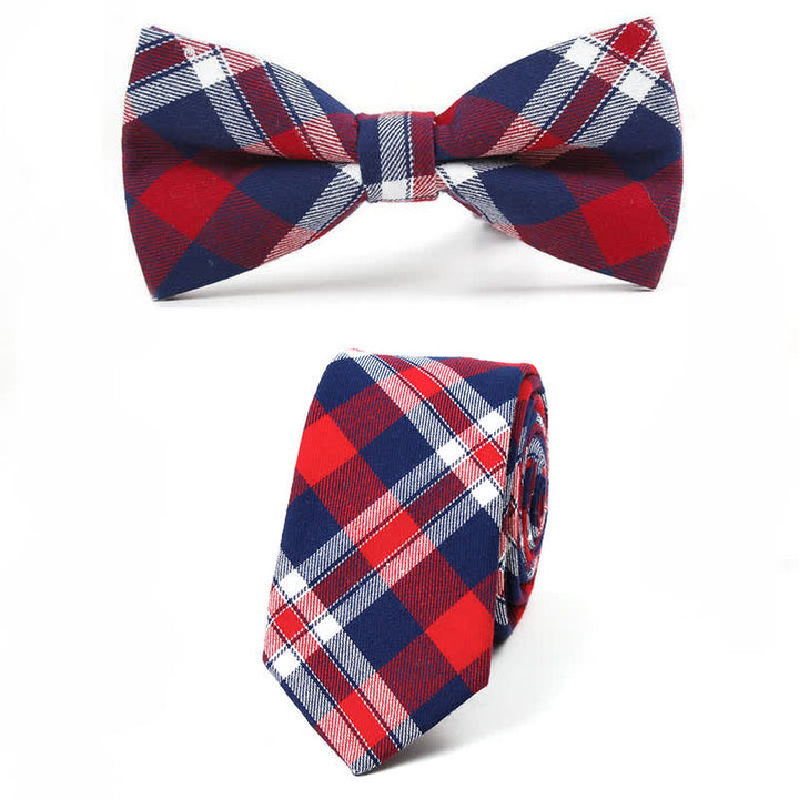 Corbata de lazo con estampado de cuadros a la moda para hombre