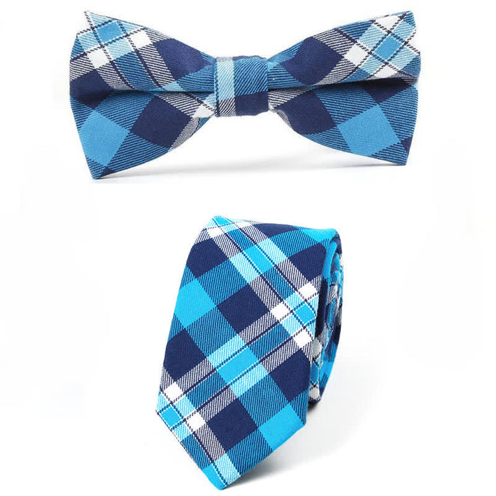 Corbata de lazo con estampado de cuadros a la moda para hombre