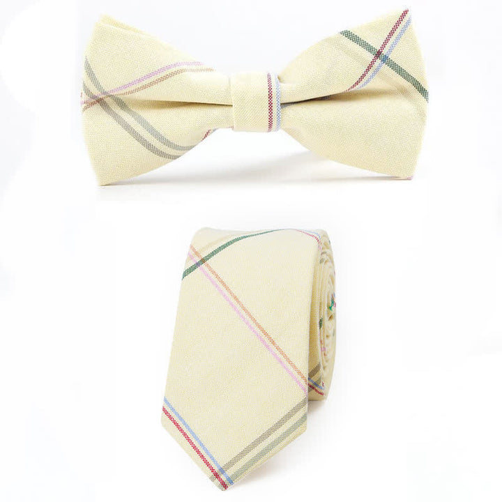 Corbata de lazo con estampado de cuadros a la moda para hombre