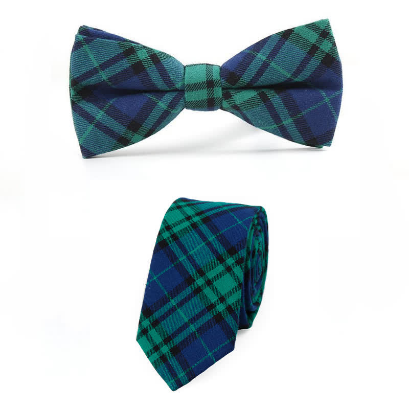 Corbata de lazo con estampado de cuadros a la moda para hombre