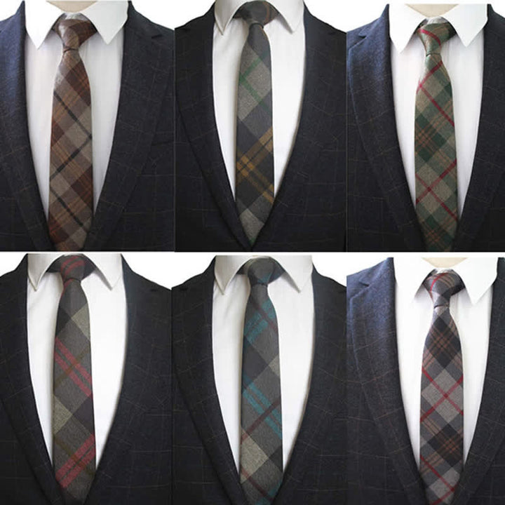 Corbata de hombre con estampado de cuadros retro de lana sintética