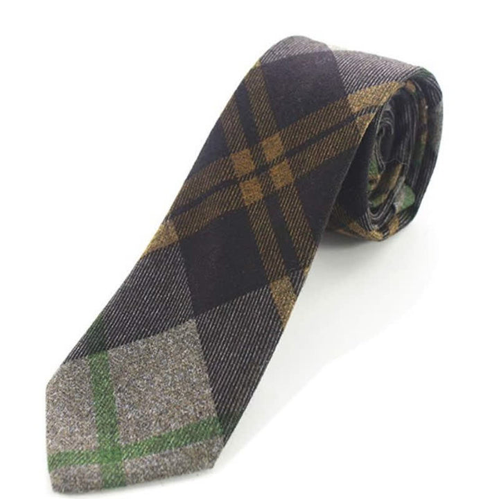 Corbata de hombre con estampado de cuadros retro de lana sintética