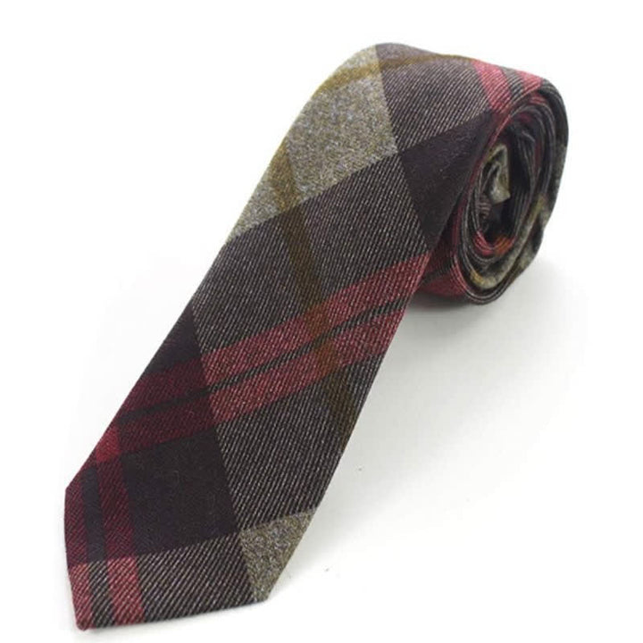 Corbata de hombre con estampado de cuadros retro de lana sintética
