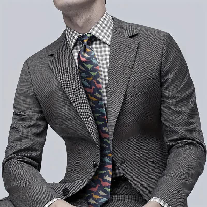 Accesorio de moda para traje con estampado de dinosaurio colorido para hombre