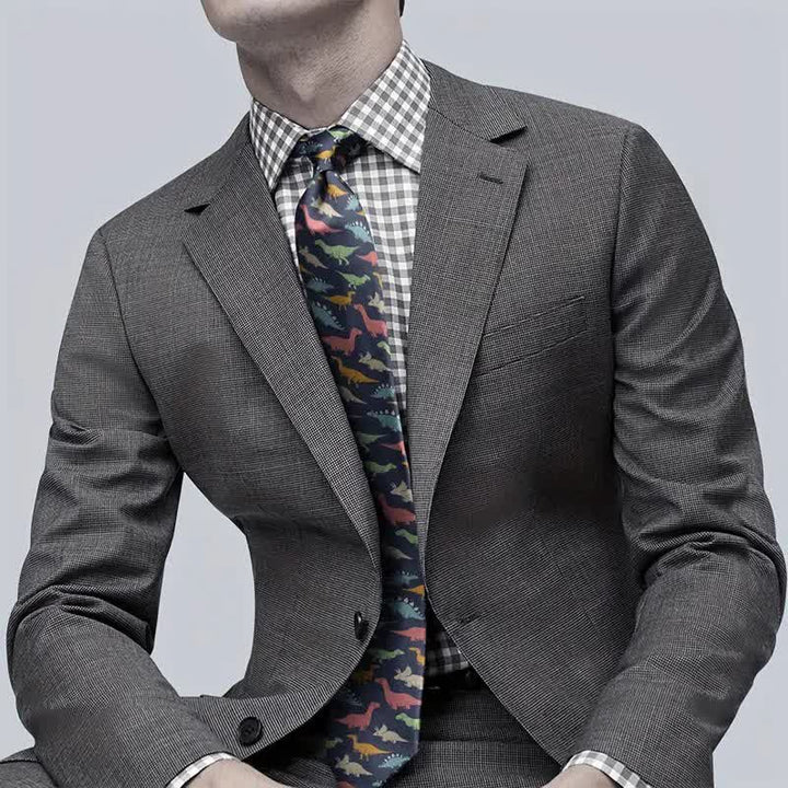Accesorio de moda para traje con estampado de dinosaurio colorido para hombre